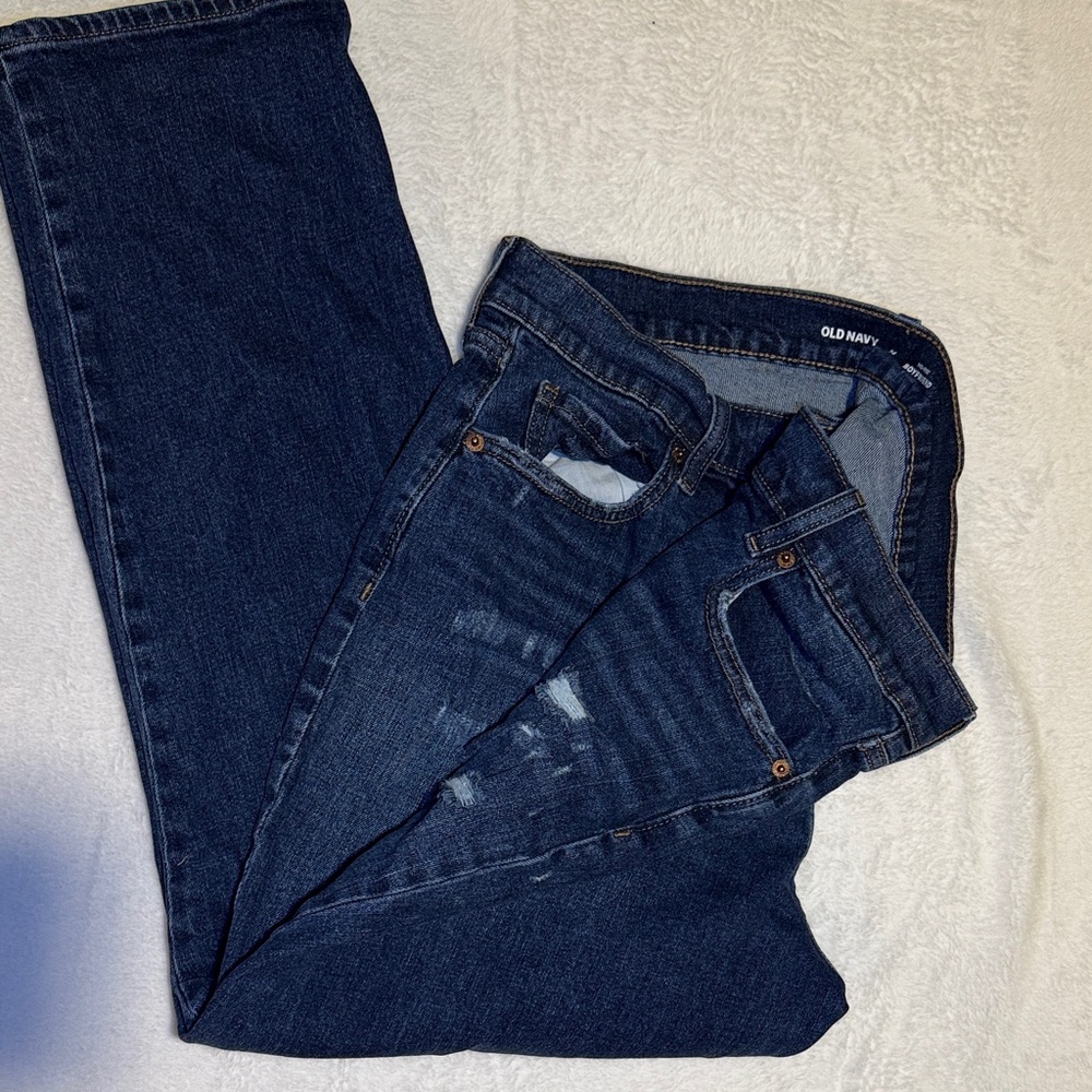 Old Navy Dark Blue Distressed Jeans